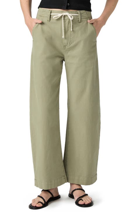 Arellia Drawstring High Waist Ankle Barrel Leg Trouser Jeans