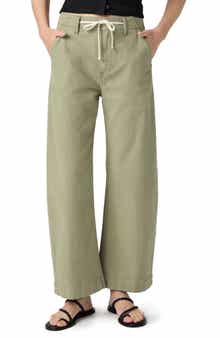 PAIGE Arellia Drawstring High Waist Ankle Barrel Leg Trouser Jeans