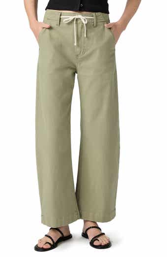 PAIGE Arellia Drawstring High Waist Ankle Barrel Leg Trouser Jeans