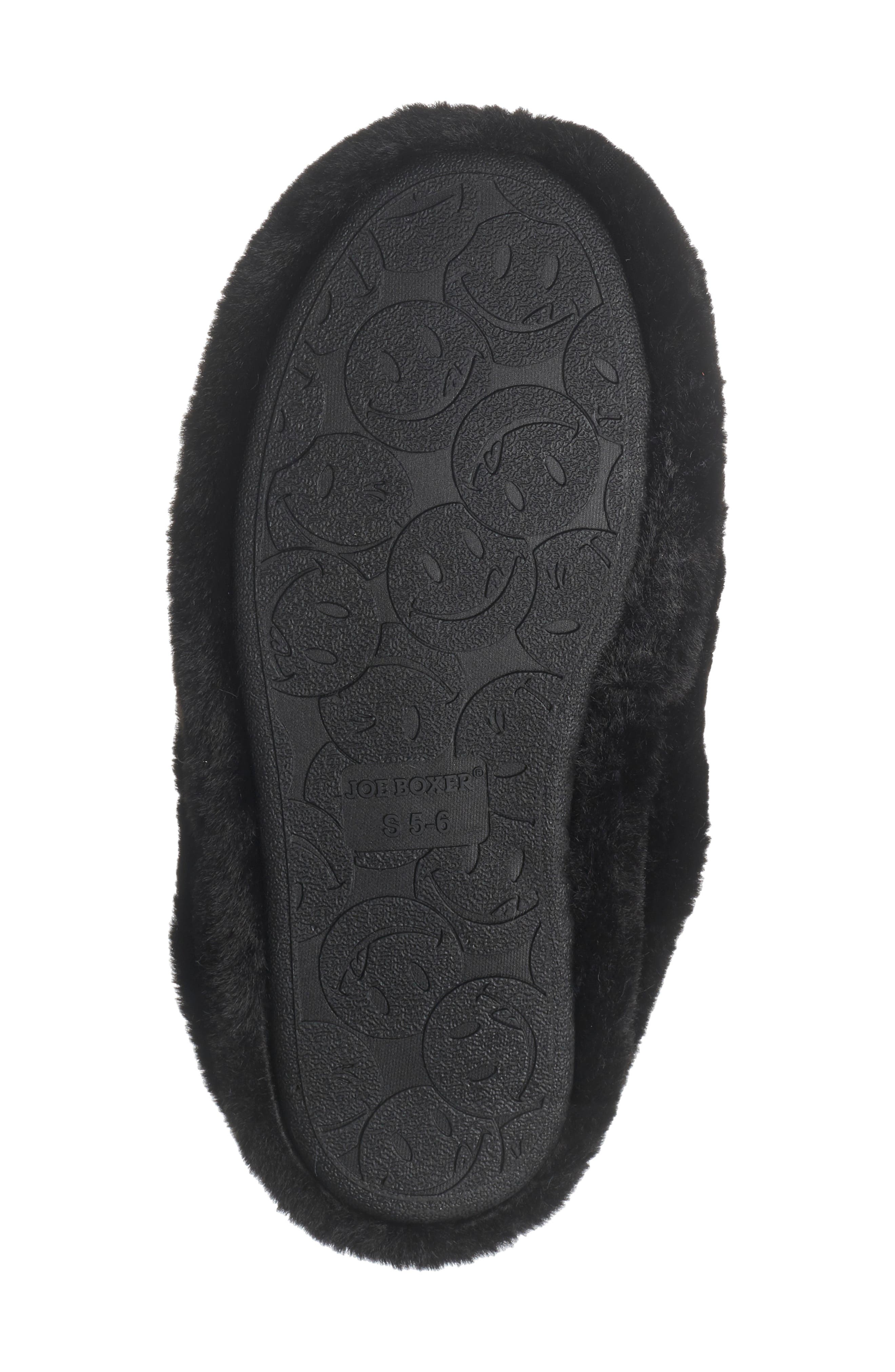 JOE BOXER Plush Mr Lucky Faux Fur Slipper, Alternate, color, Black