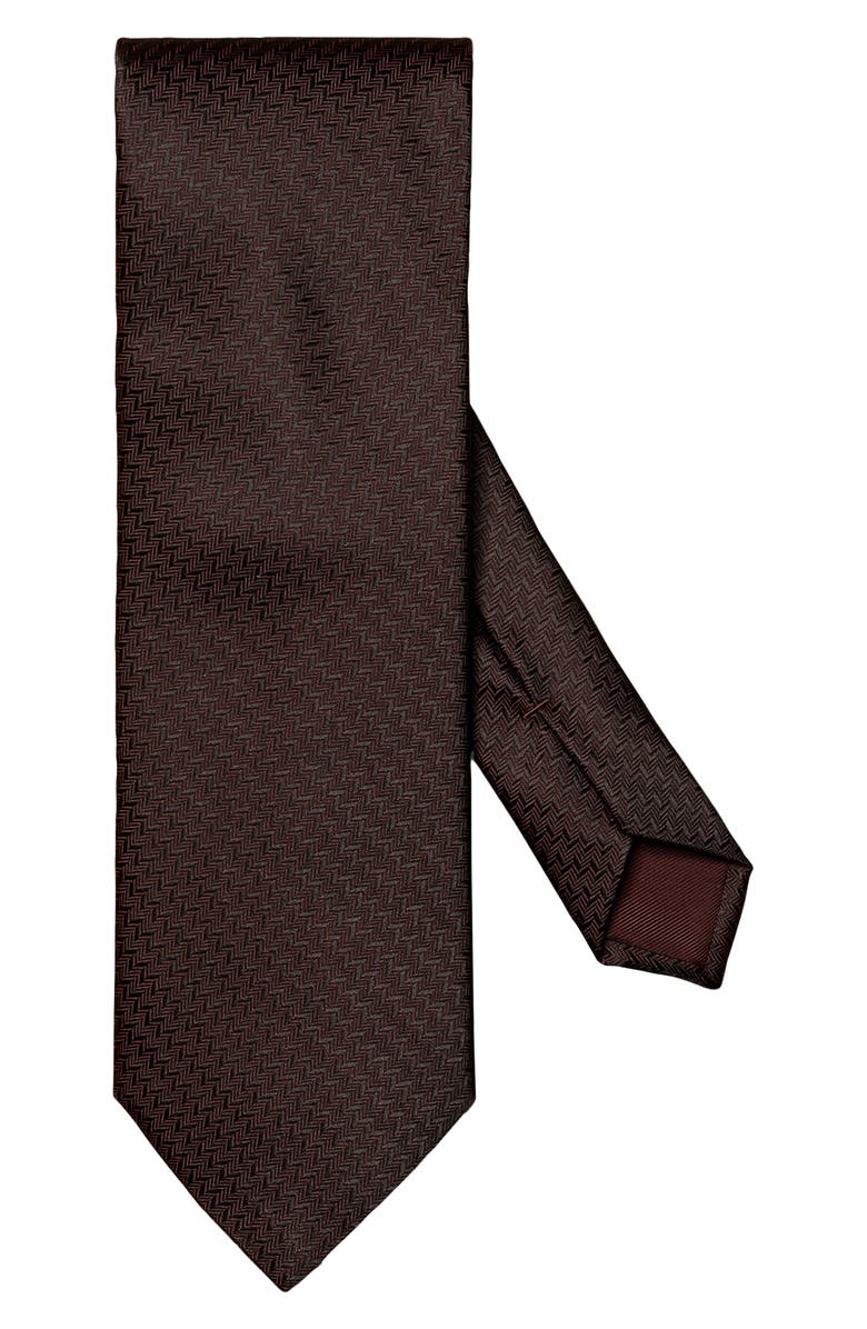 Eton Red Herringbone Silk Tie, Main, color, 