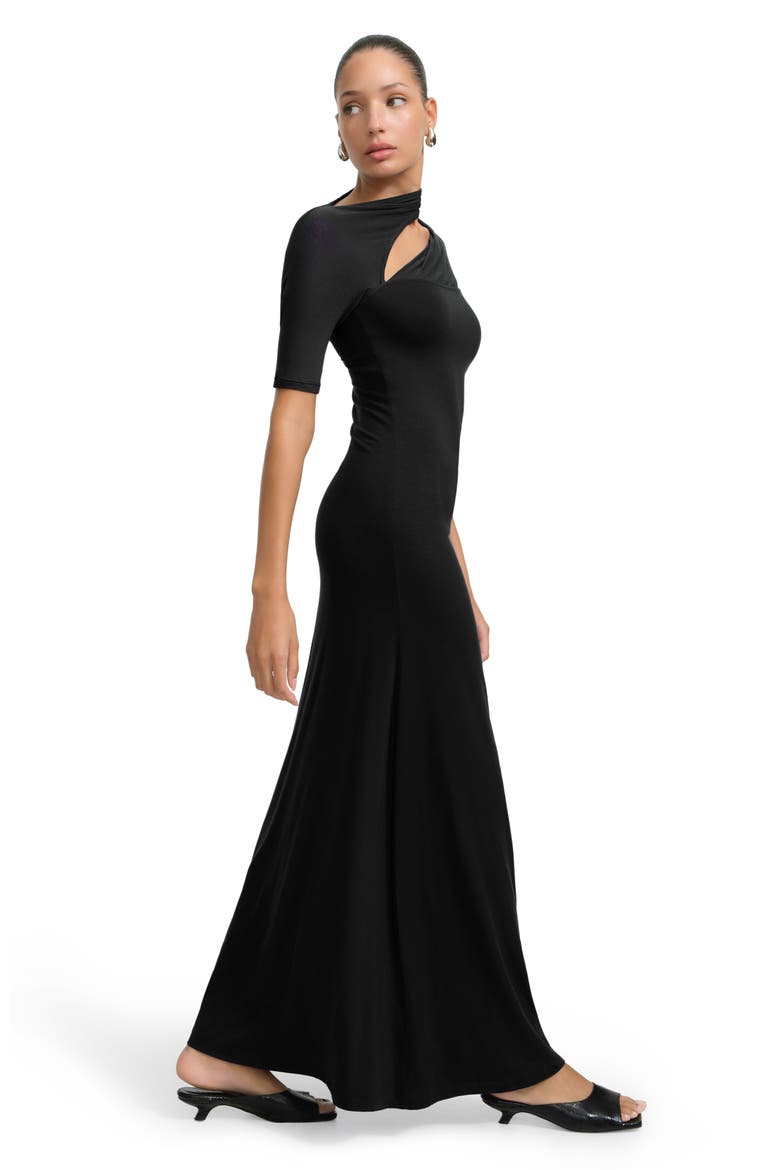 Zola Asymmetric Dress, Alternate, color, BLACK