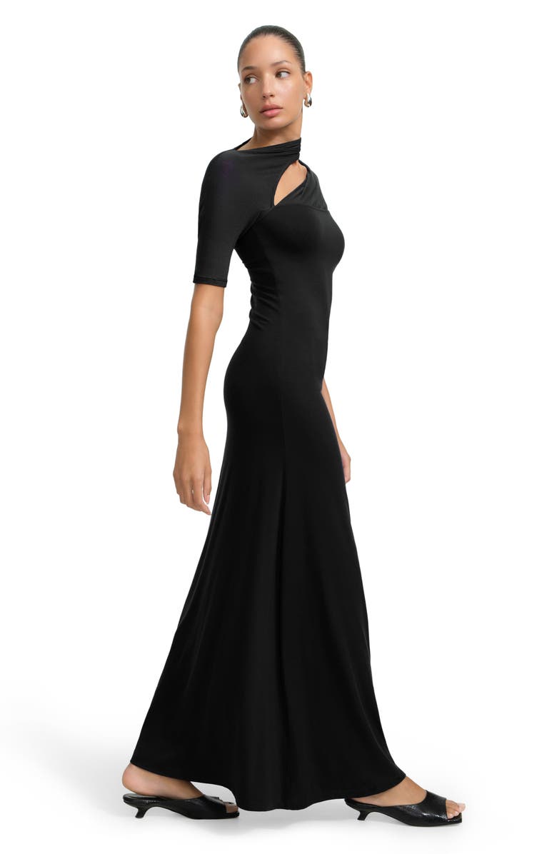 Marcella Zola Asymmetric Dress, Alternate, color, Black