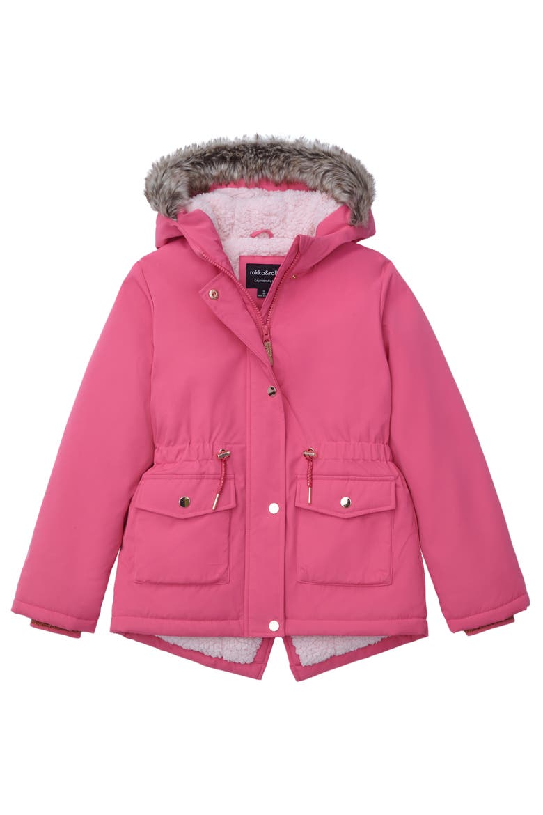 Kids' Cozy Fleece-Lined Parka, Alternate, color, Hot Berry Pink