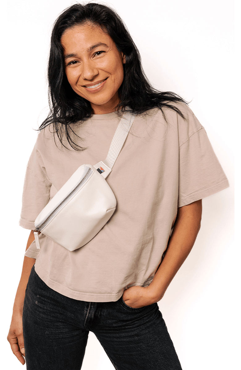Kibou Wallet Bag Vegan Leather Crossbody Fanny Pack, Alternate, color, Creme