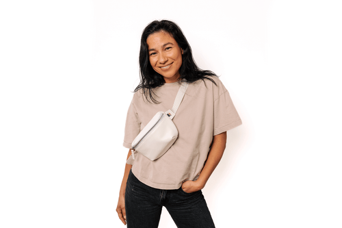 Kibou Wallet Bag Vegan Leather Crossbody Fanny Pack In Creme