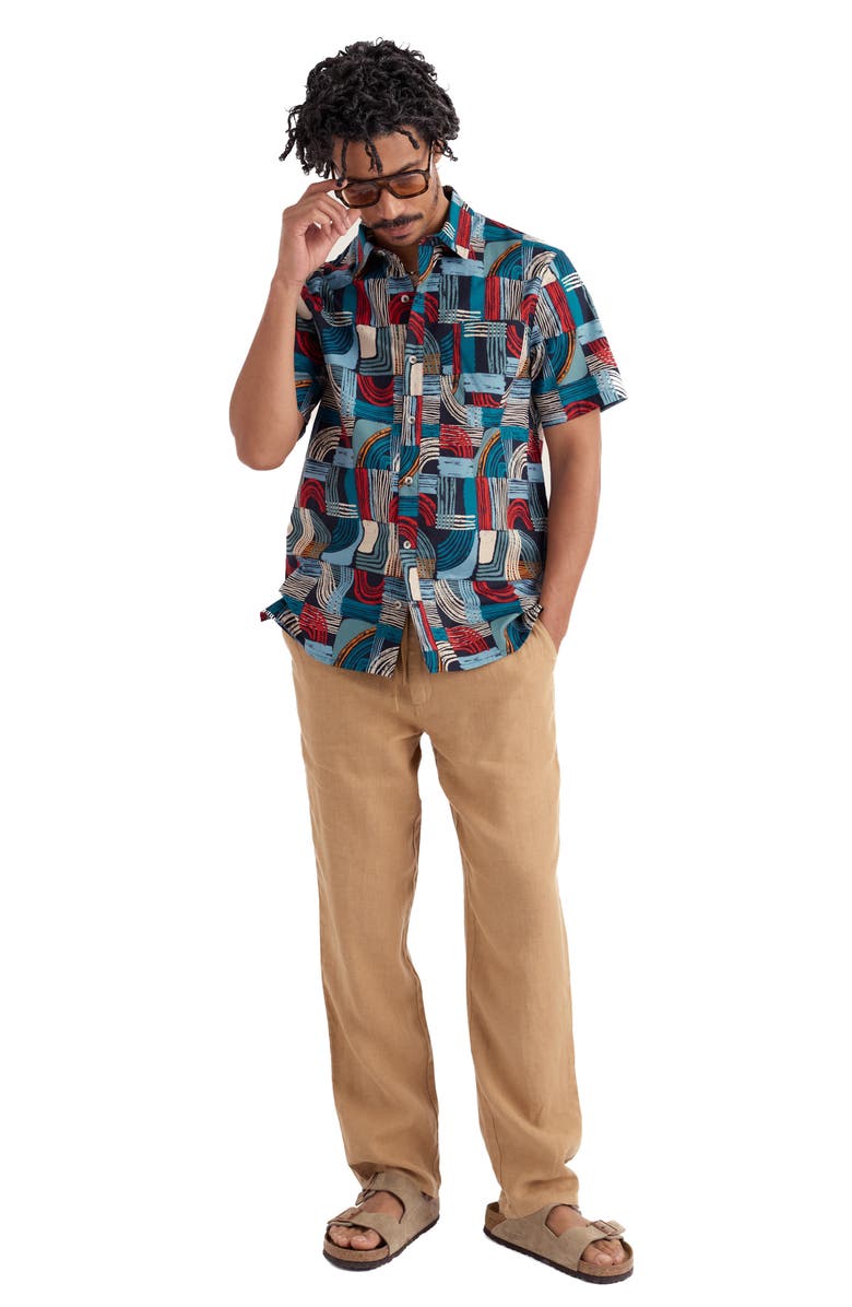 Seasalt Cornwall Godrev Print Organic Cotton Shirt, Alternate, color, Drawn Shapes Sketch Inkwell