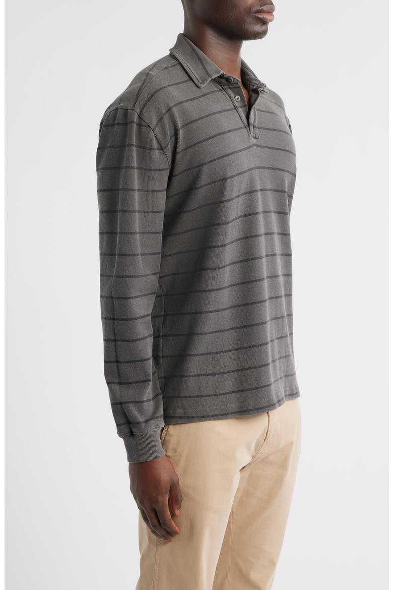 Caza Rib Organic Cotton Long Sleeve Polo, Alternate, color, SLATERIO