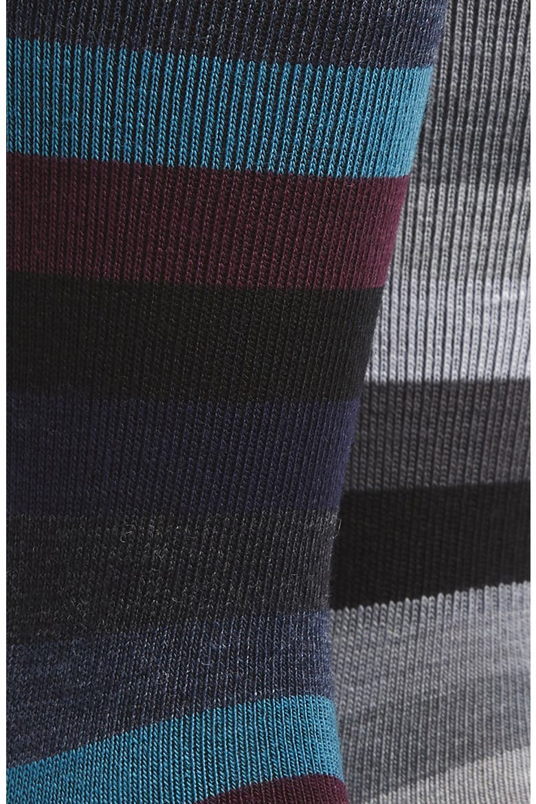 Lifestyle Stripe 2-Pack Merino Wool Blend Ultralight Crew Socks, Alternate, color, BLACK/ JET HEATHER