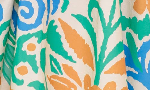 Flying Tomato Off-the-shoulder Print Mini Dress In Blue