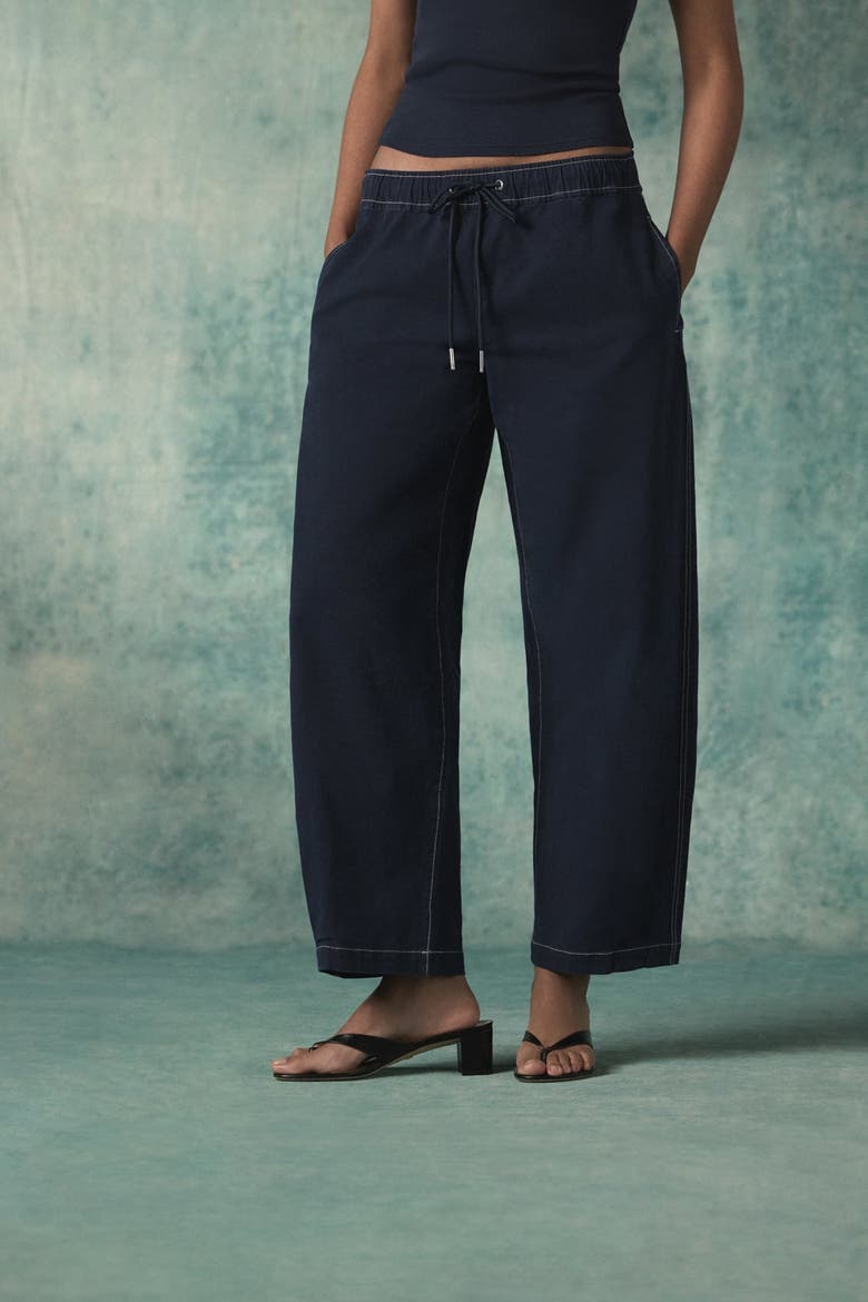 Drawstring Barrel Pant, Alternate, color, NAVY BLAZER
