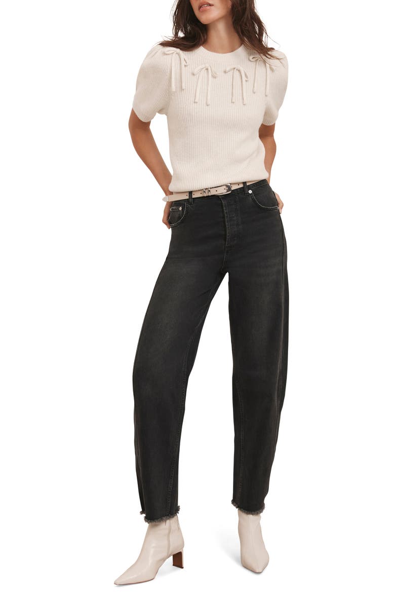 MINT VELVET Bow Detail Knit Top, Alternate, color, Ivory