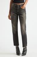 R13 Distressed Fray Hem Stretch Boyfriend Jeans