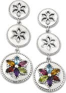SAMUEL B. Sterling Silver Multi Gemstone Triple Circle Flower Earrings