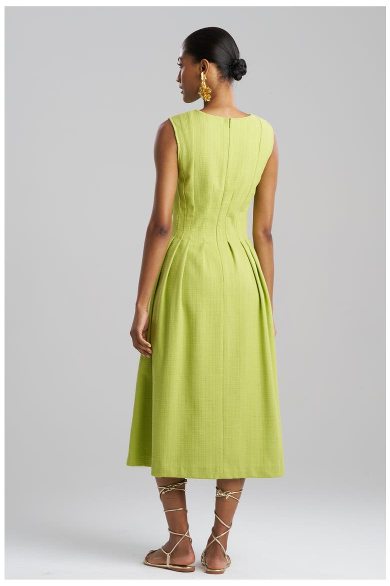 BASKETWEAVE Sleeveless Pleat Release Dress, Alternate, color, PEAR