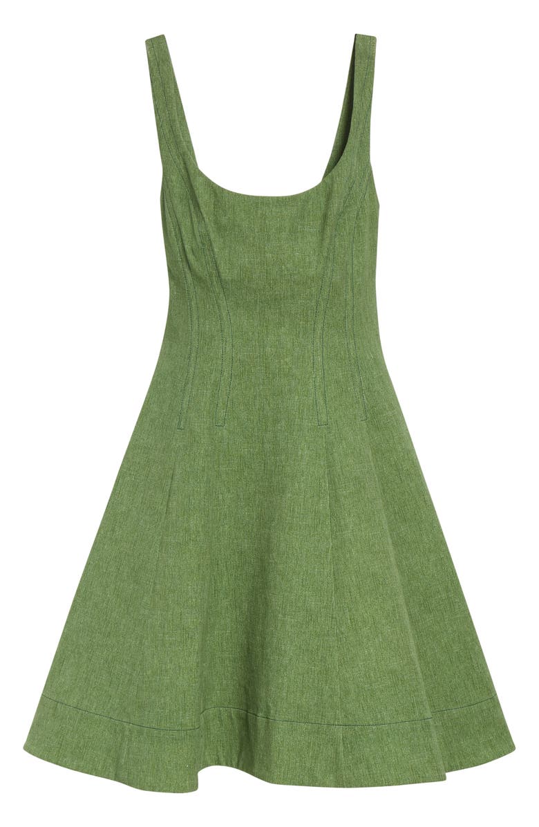 Lela Rose Stretch Denim Princess Seam Dress, Alternate, color, Cactus