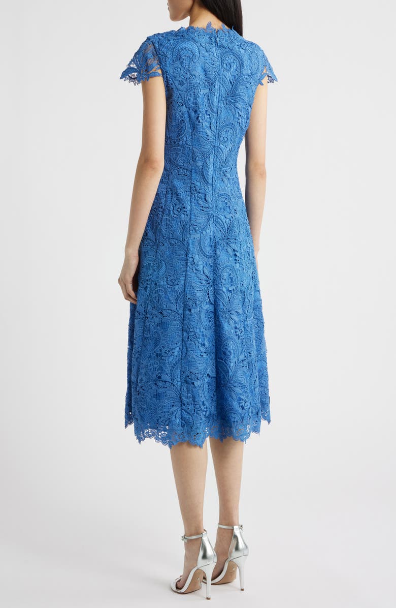 Tahari ASL Corded Lace Cocktail Midi Dress, Alternate, color, Riverside Blue