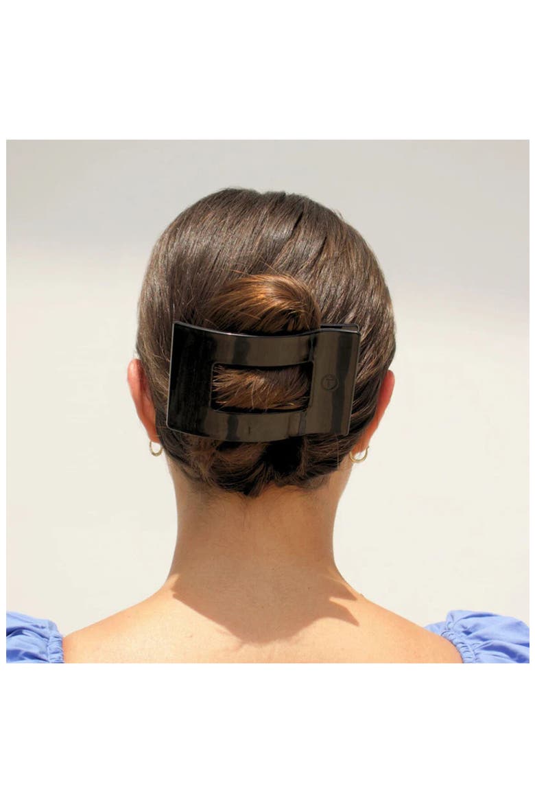 Large Flat Rectangle Hair Clip, Alternate, color, JET BLACK