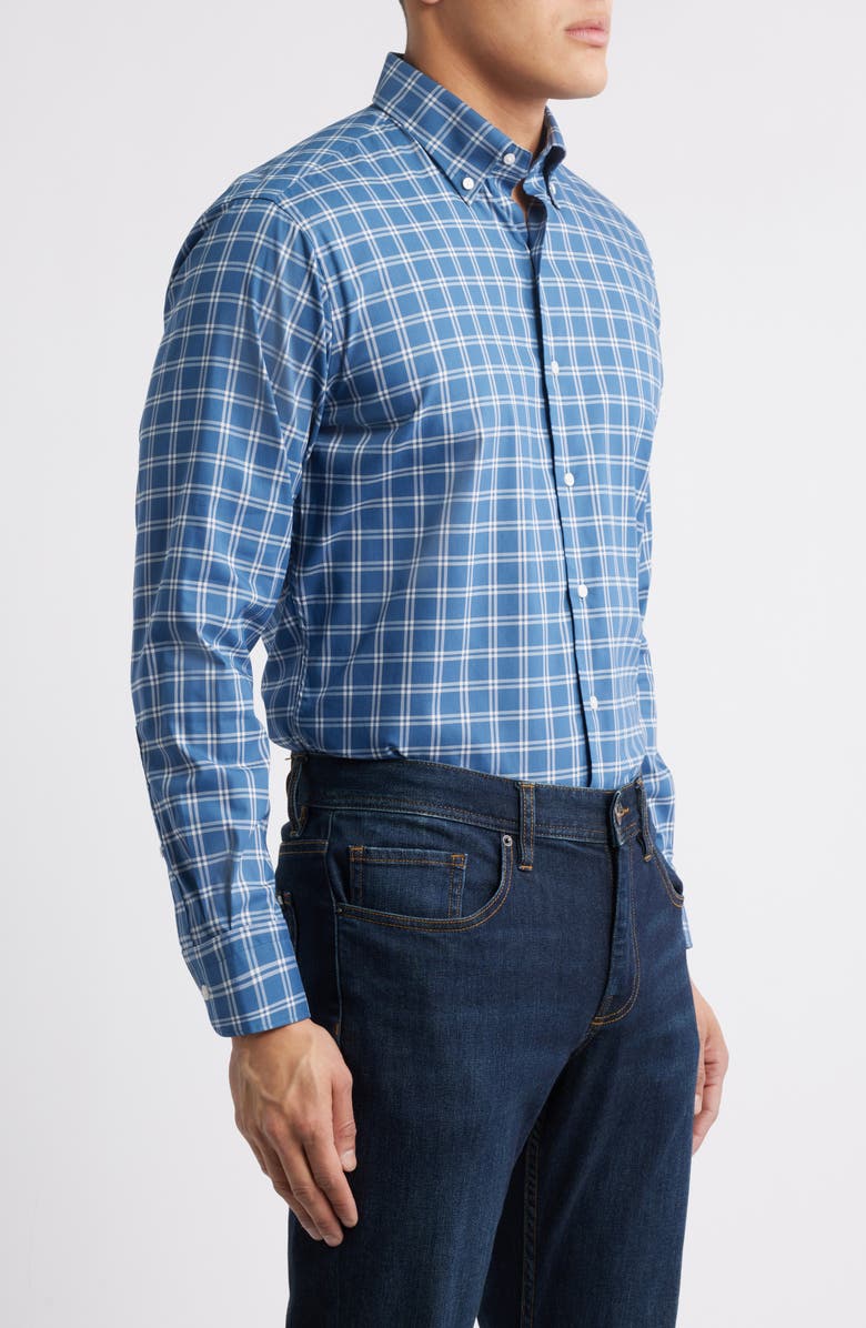 Peter Millar Plaid Performance Button-Down Shirt, Alternate, color, Blue Haze