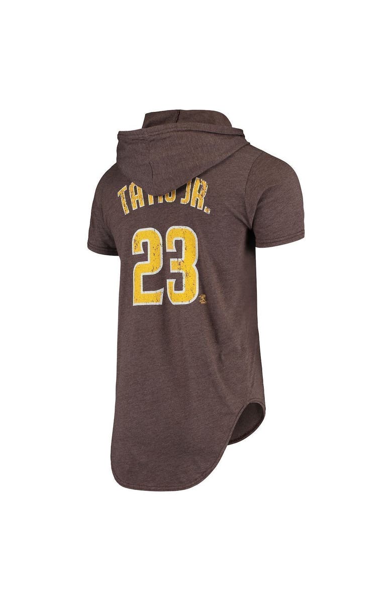 Majestic Threads Men's Majestic Threads Fernando Tatis Jr. Heathered Brown San Diego Padres Softhand Player Tri-Blend Hoodie T-Shirt, Alternate, color, Brown