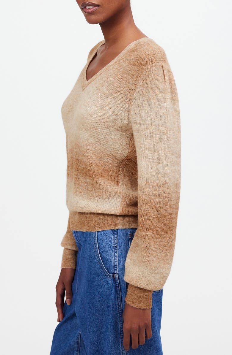 Madewell Space Dye Alpaca Blend V-Neck Sweater, Alternate, color, Spacedye Fawn