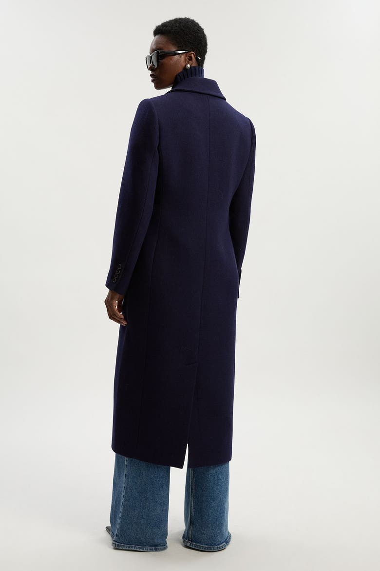 Double Breasted Tailored Midi Coat, Alternate, color, Navy