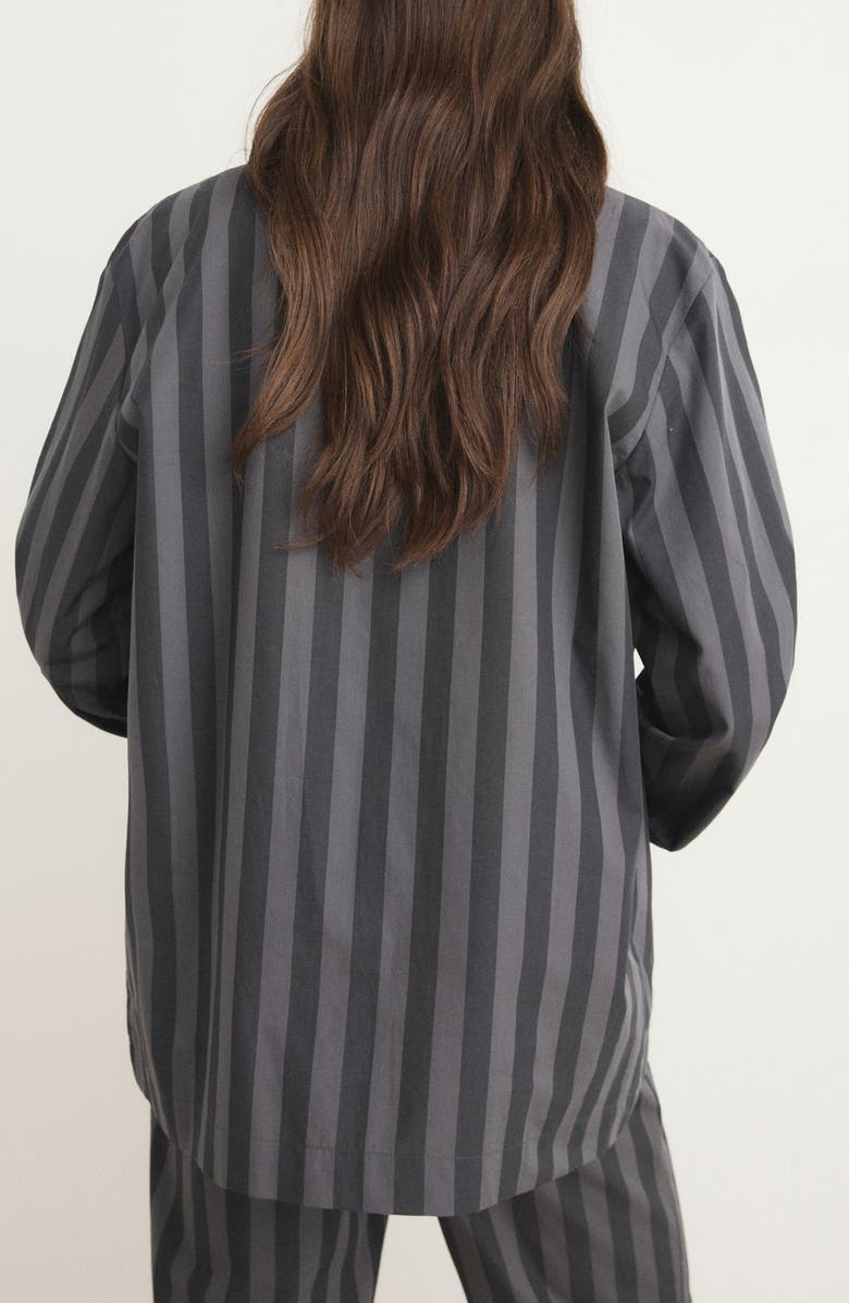 MANGO Stripe Cotton Pajama Top, Alternate, color, Grey
