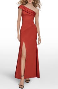 Donna Karan New York Pleated One-Shoulder Gown