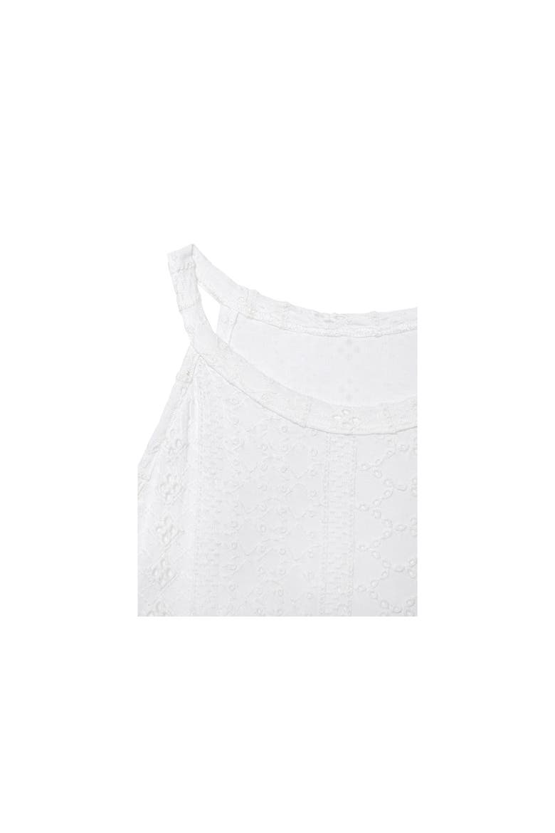High Neck Eyelet Top, Alternate, color, White