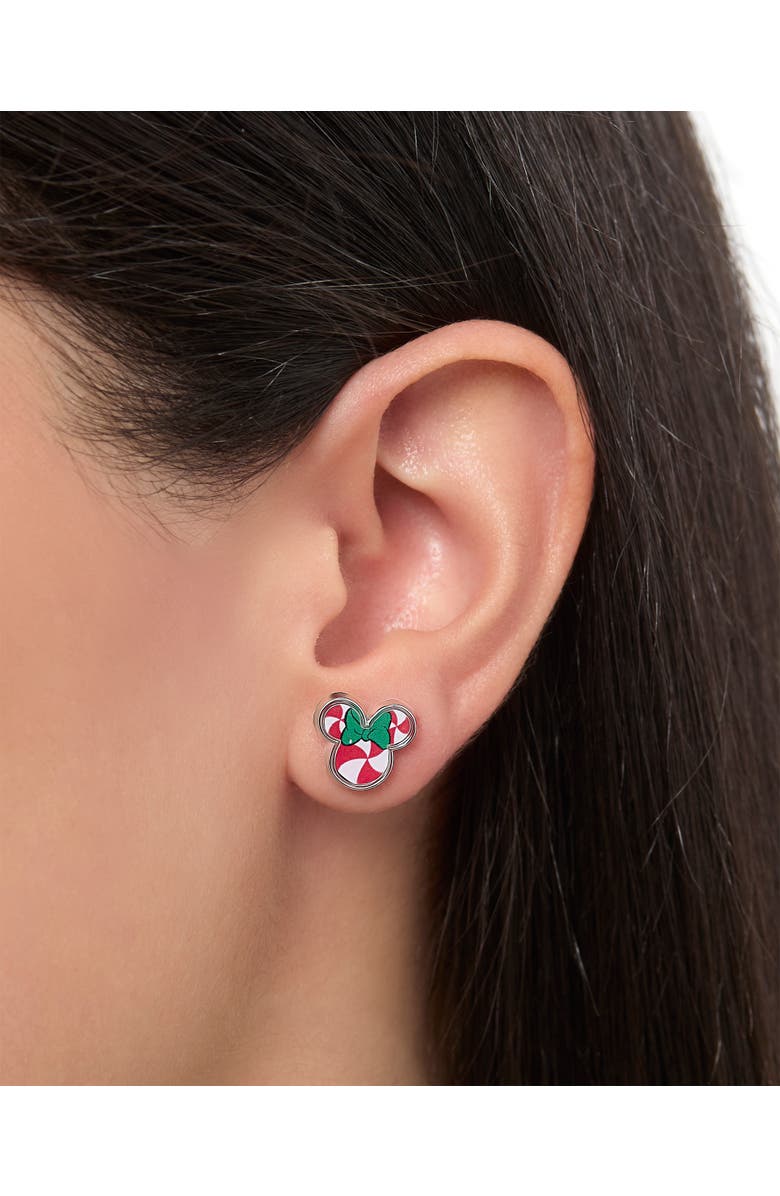 Disney Mickey and Minnie Mouse Holiday Stud Earring Set, Mickey Santa, Peppermint Minnie and Gift Box, Alternate, color, Red, Green