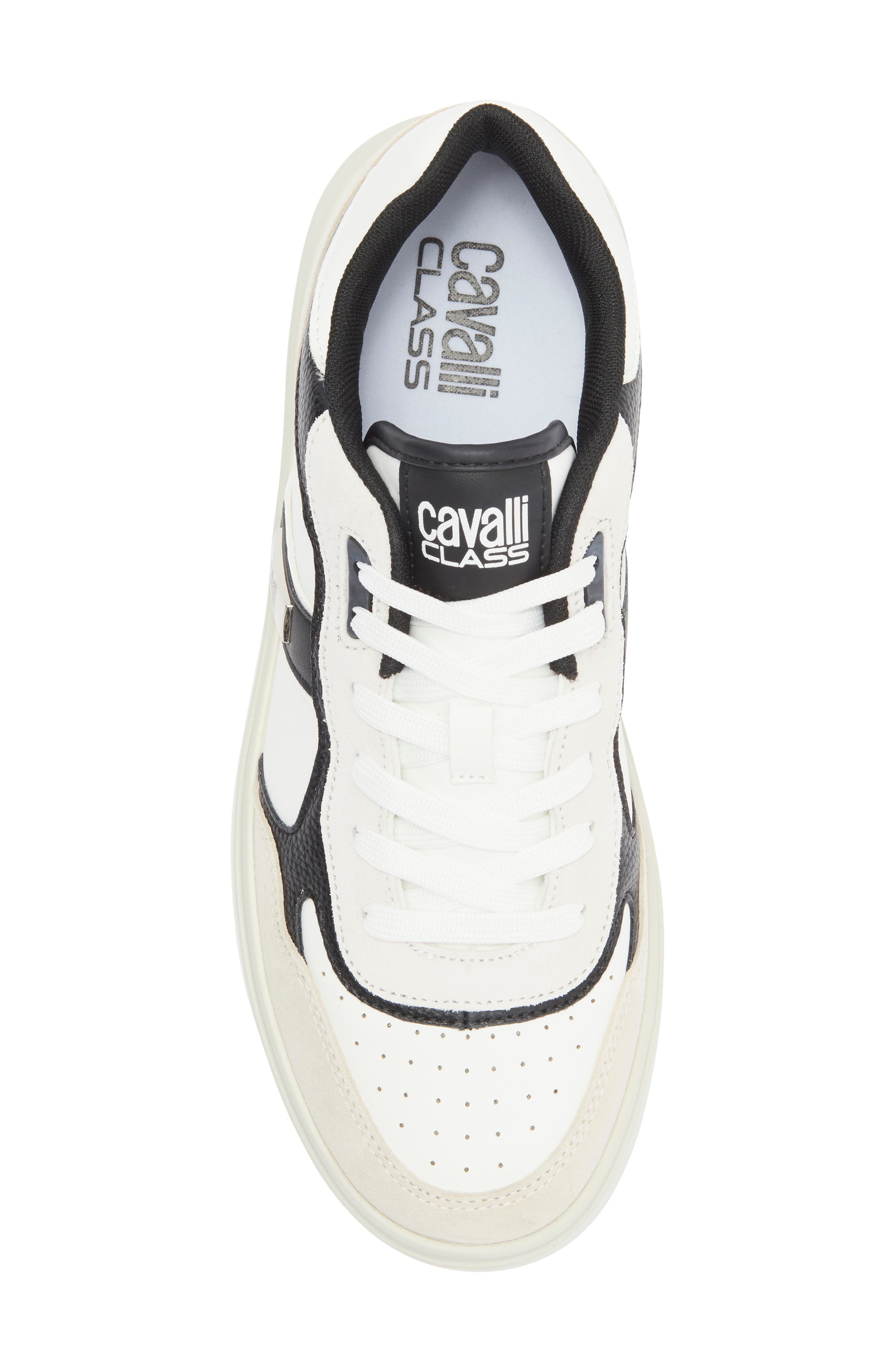 Roberto Cavalli Cavalli Class Low Top Sneaker, Alternate, color, White/ Black/ Farro