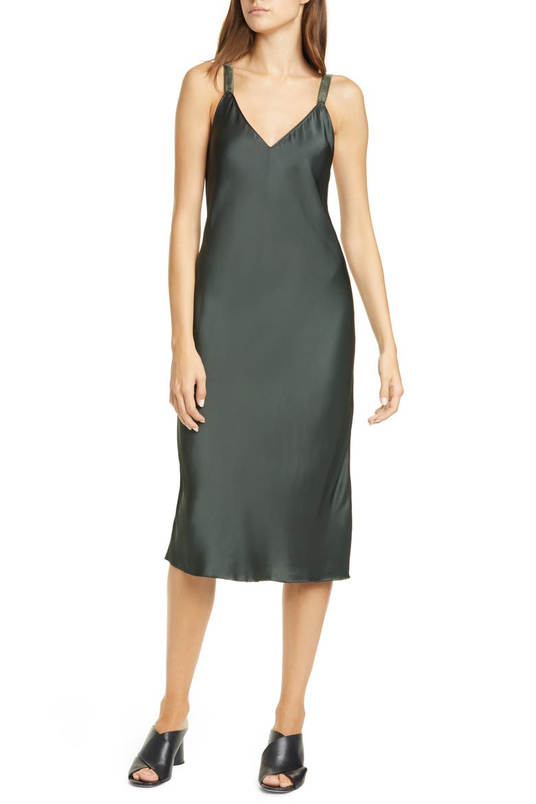 Velvet Strap Slipdress, Main, color, FOREST