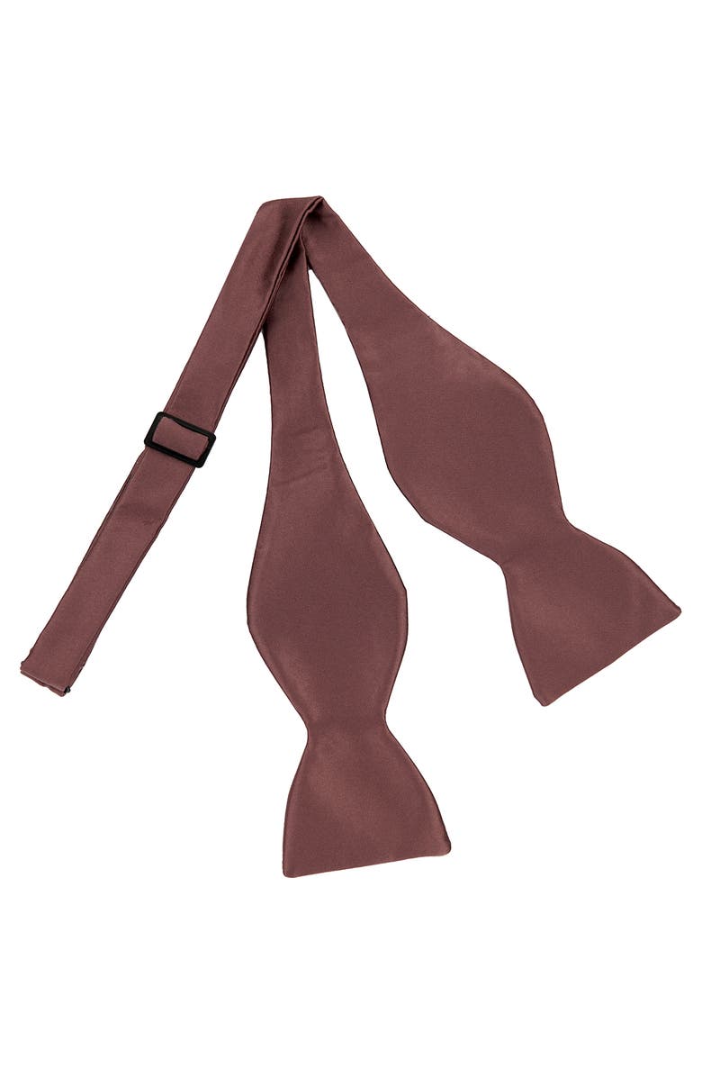 Brooklyn Brigade Men's Solid Satin Bow Tie, Main, color, Dark Mauve