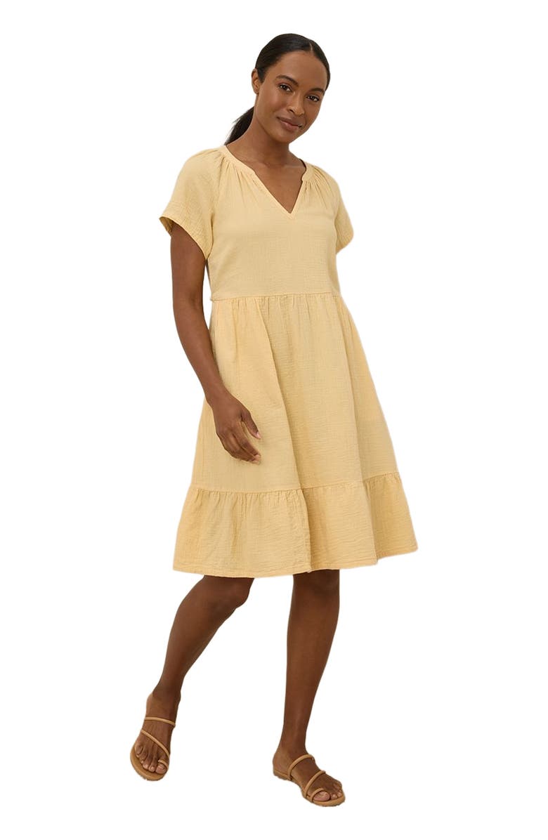 Pact Organic Cotton Coastal Double Gauze Breezy Dress, Main, color, Sungold