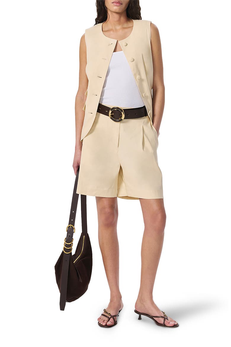 Leona Linen Blend Shorts, Alternate, color, LIGHT TAN