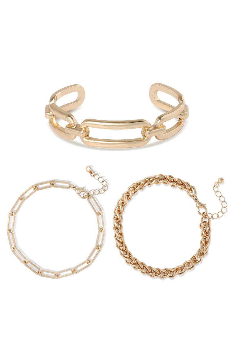 Chain Cuff Bracelet, Alternate, color, Gold