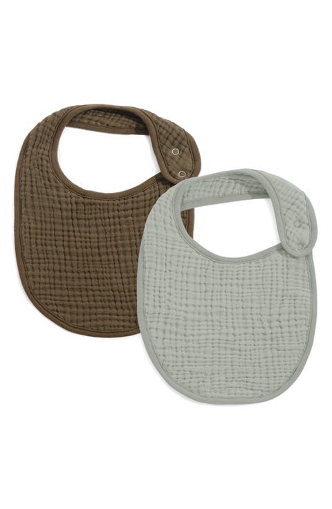 Assorted 2-Pack Organic Cotton Muslin Baby Bibs