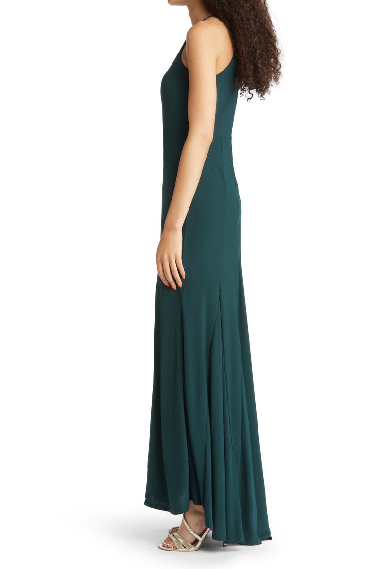 Halter Neck High-Low Gown, Alternate, color, FOREST