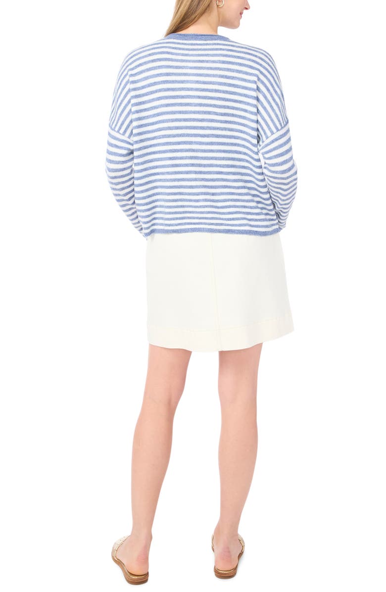 Vince Camuto Stripe Cotton Cardigan, Alternate, color, Denim Heather