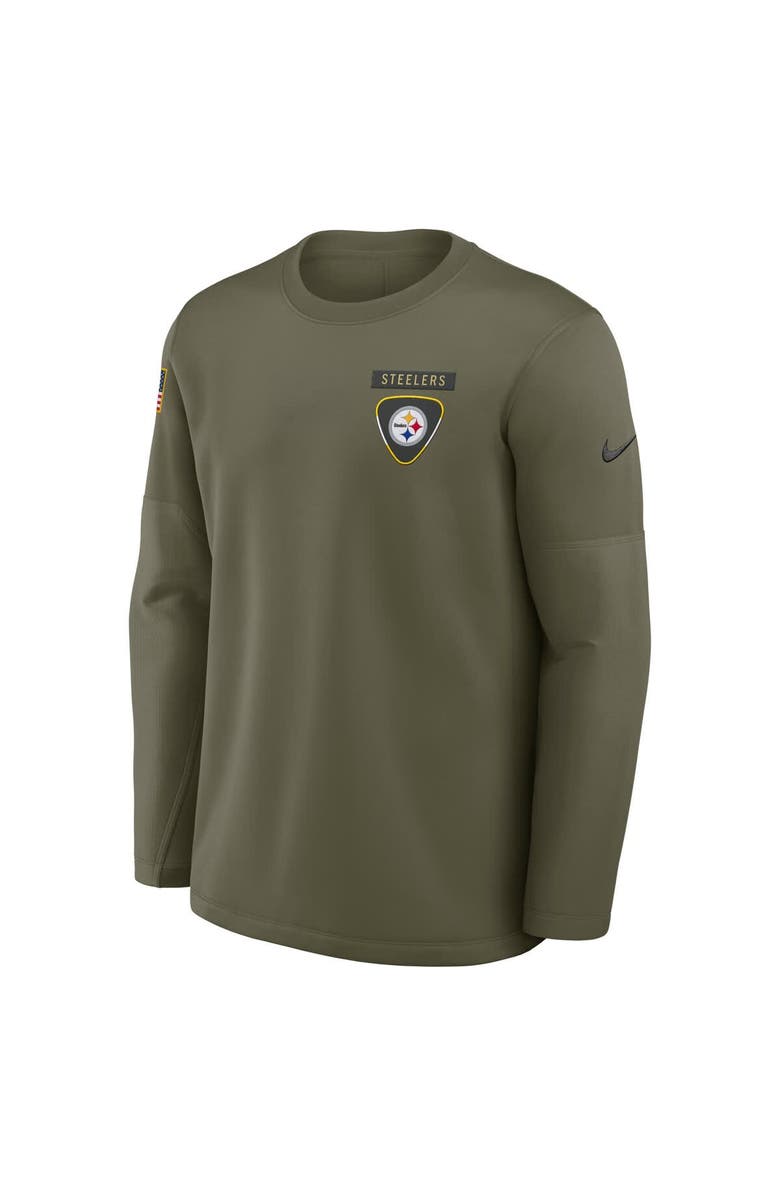 Nike Men's Nike Olive Pittsburgh Steelers 2025 Salute to Service Sideline Coaches Therma-FIT Long Sleeve Shirt, Alternate, color, Olive