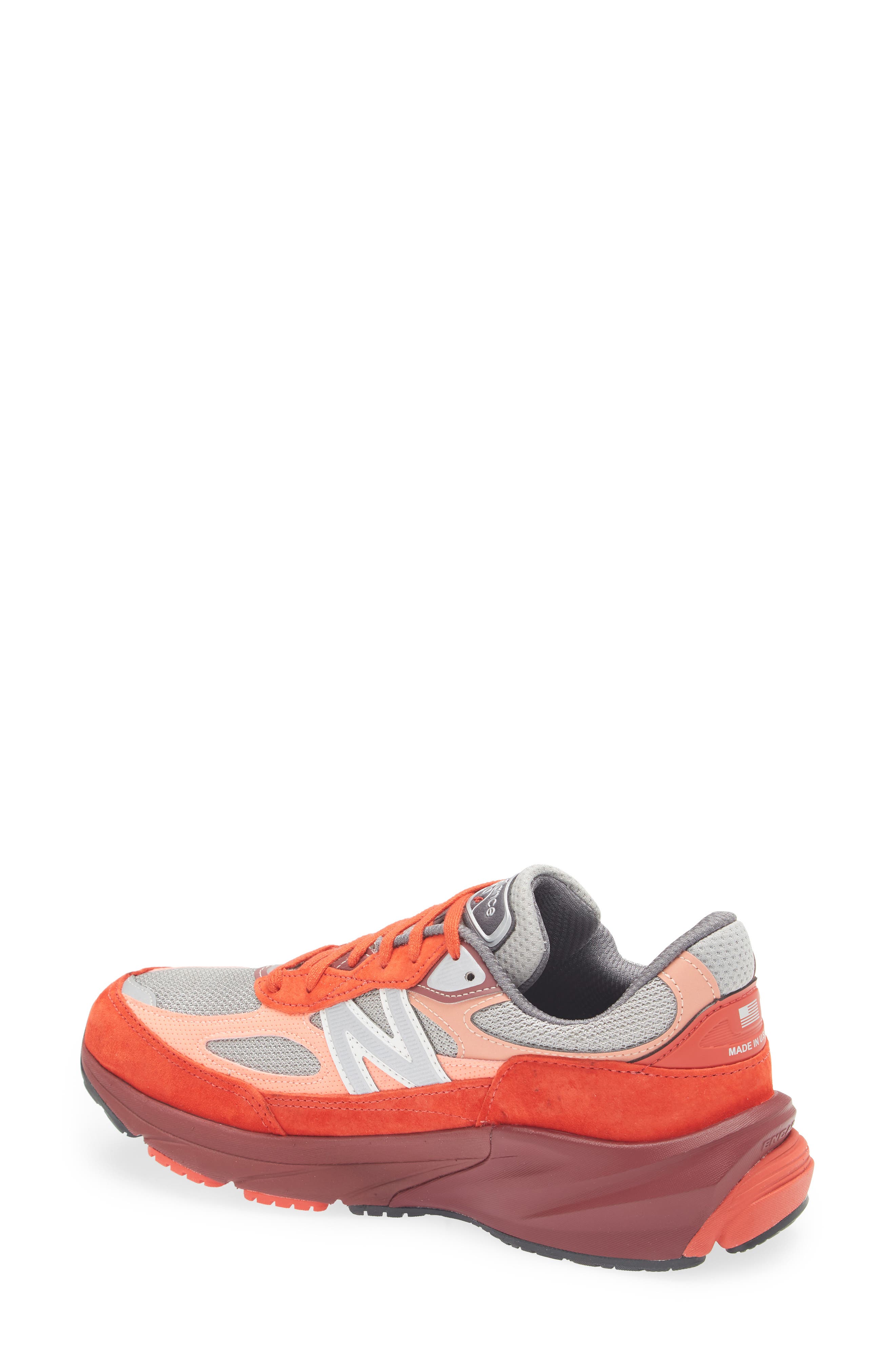New Balance Gender Inclusive Made in USA 990 v6 Sneaker, Alternate, color, Molten Lava/ Monarch Burgundy