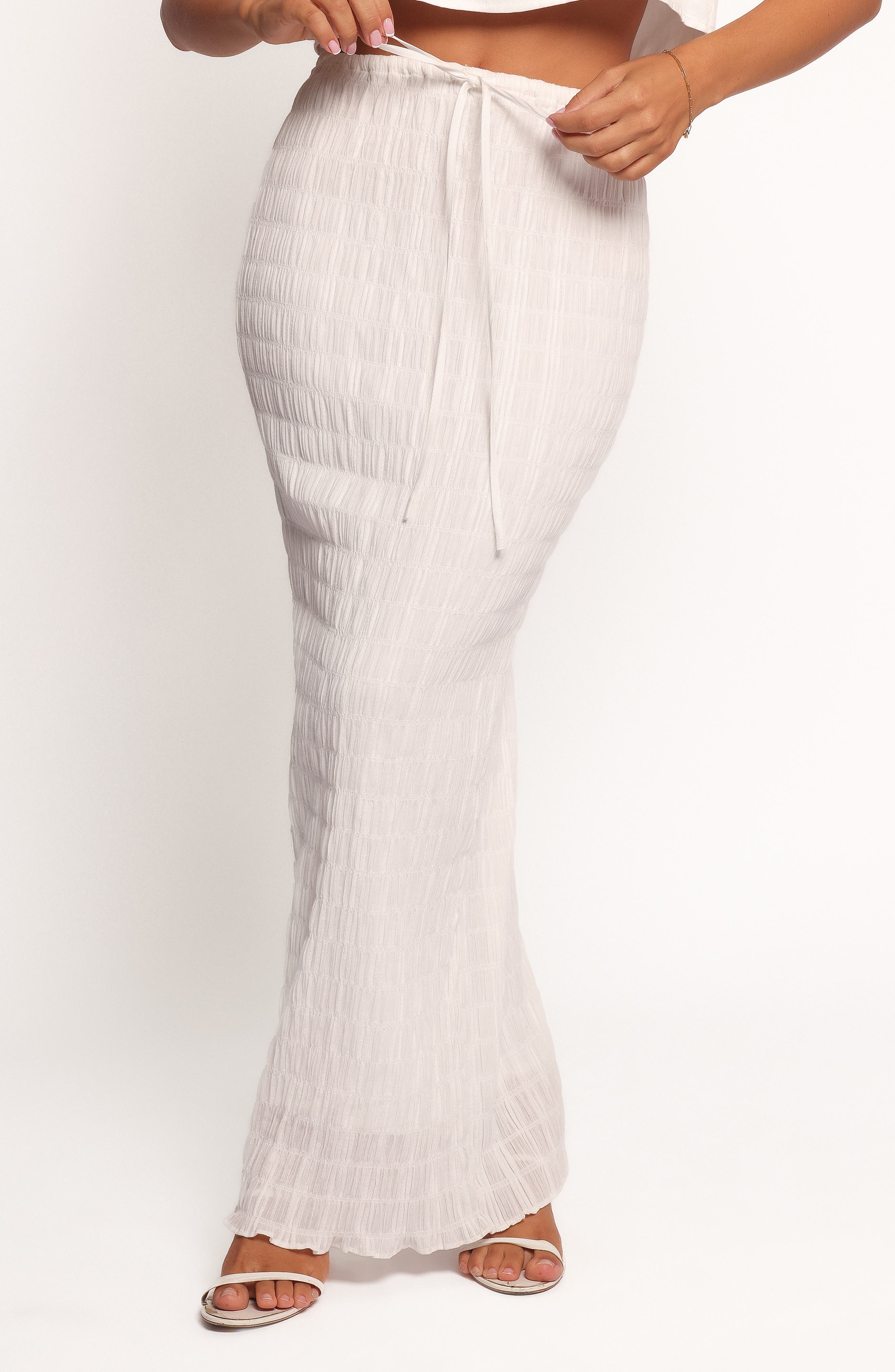 Texture Tie Waist Maxi Skirt