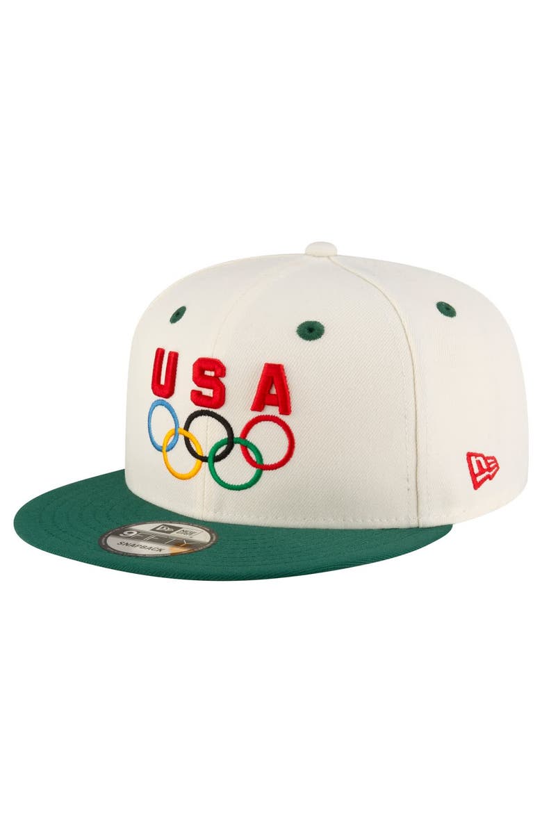 New Era Men's New Era Cream/Hunter Green Team USA Chrome 9FIFTY Snapback Hat, Main, color, Cream