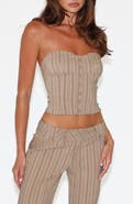 Tiger Mist Kittie Ruffle Strapless Crop Top