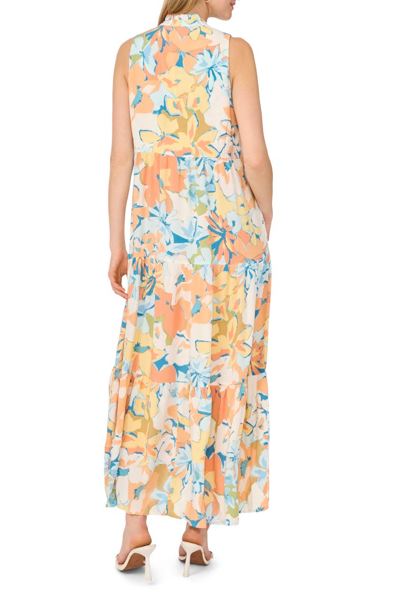 Floral Tiered Maxi Dress, Alternate, color, COOL PEACH
