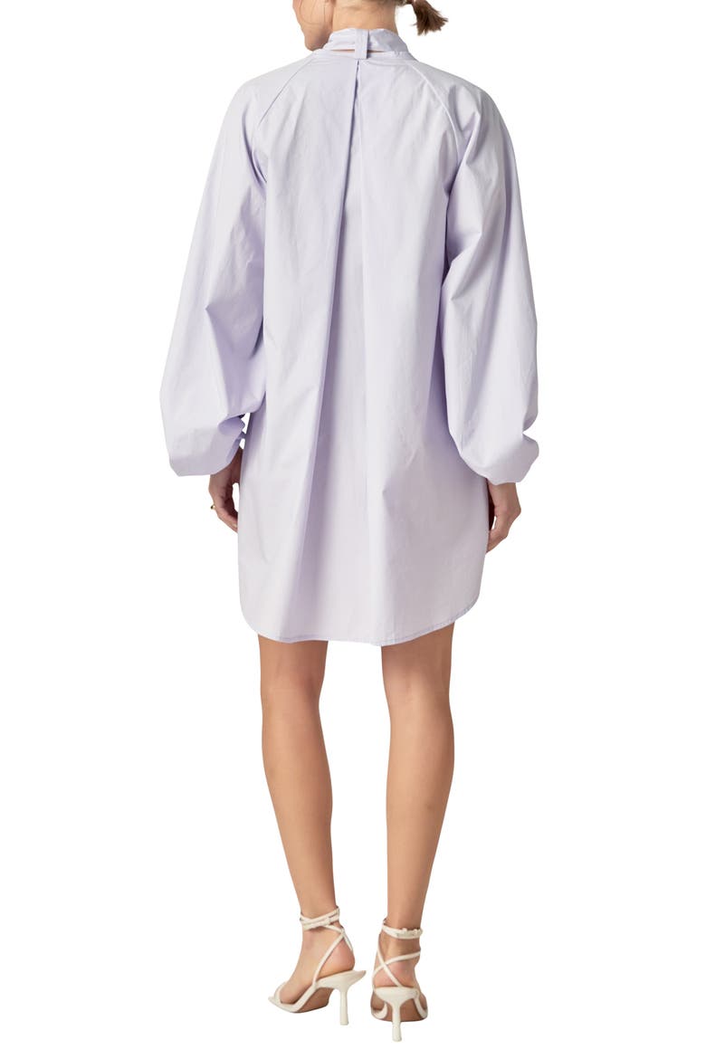 Billow Tie Neck Long Sleeve Poplin Shirtdress, Alternate, color, LILAC