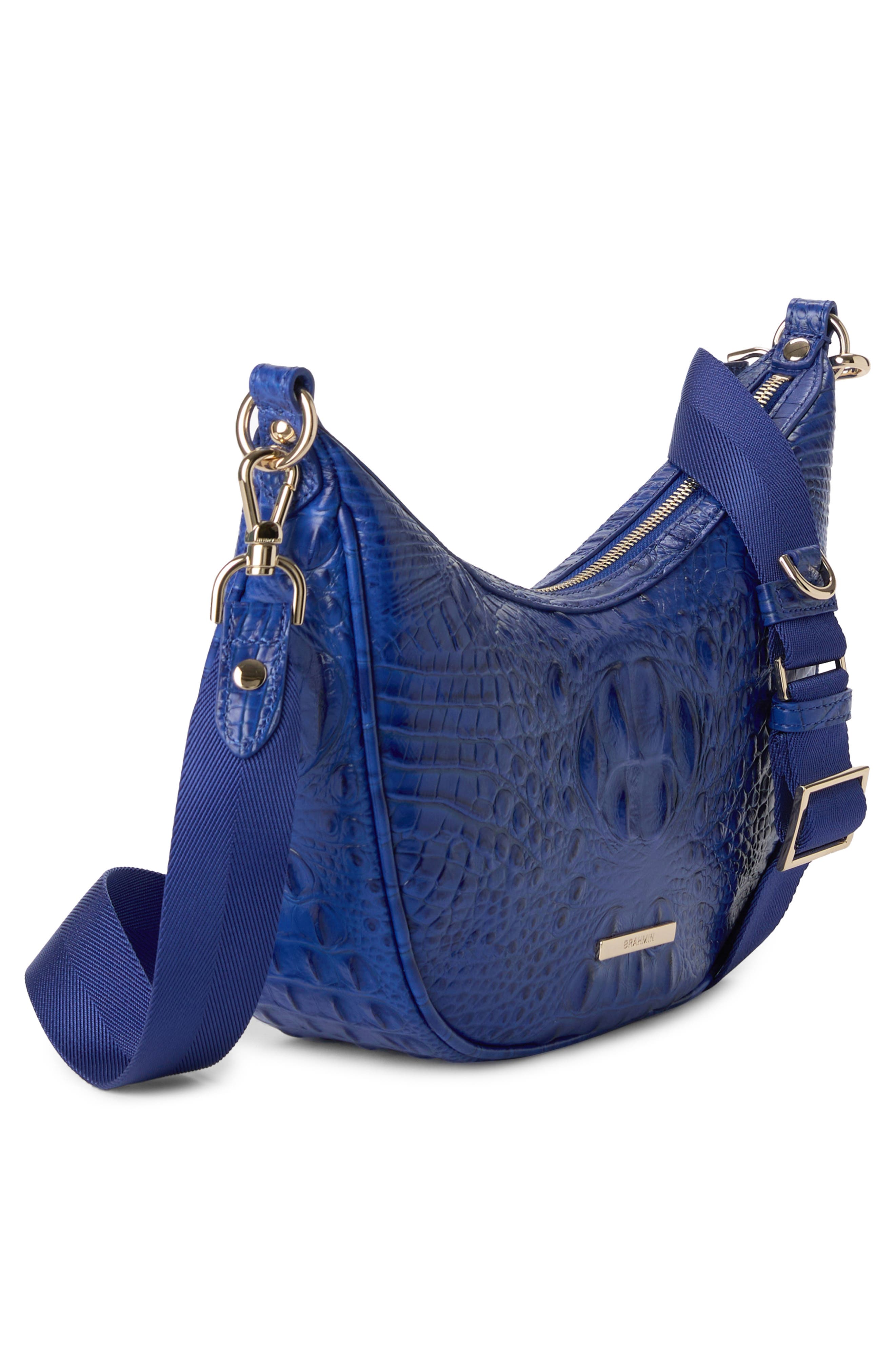 Brahmin Percy Croc Embossed Leather Shoulder Bag, Alternate, color, 
