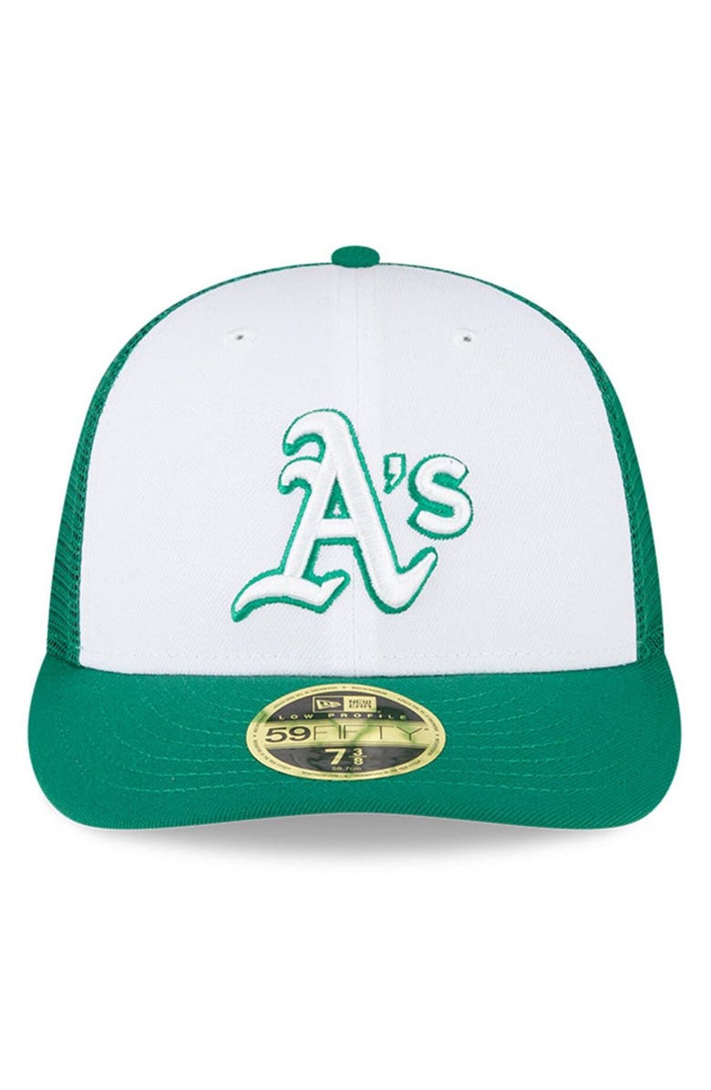 New Era Men's New Era White/Green Athletics 2023 On-Field Batting Practice Low Profile 59FIFTY Fitted Hat, Alternate, color, White