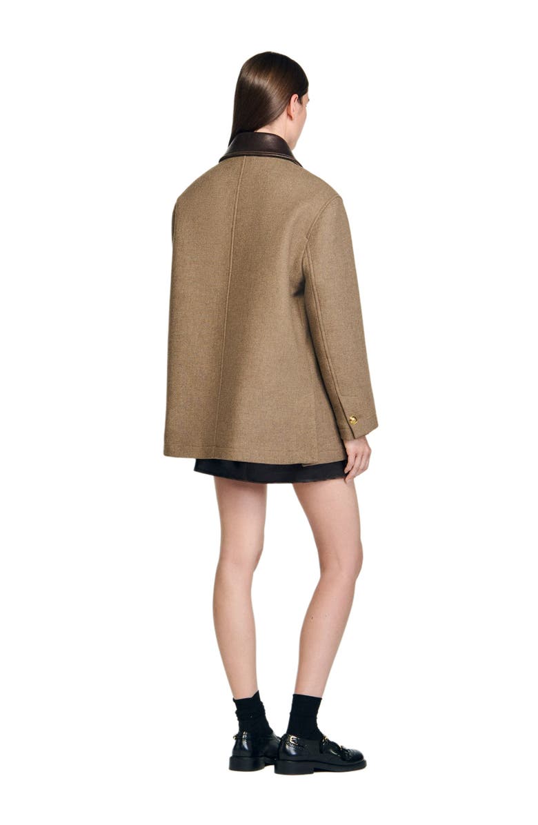 SANDRO Tweed coat, Alternate, color, Caramel