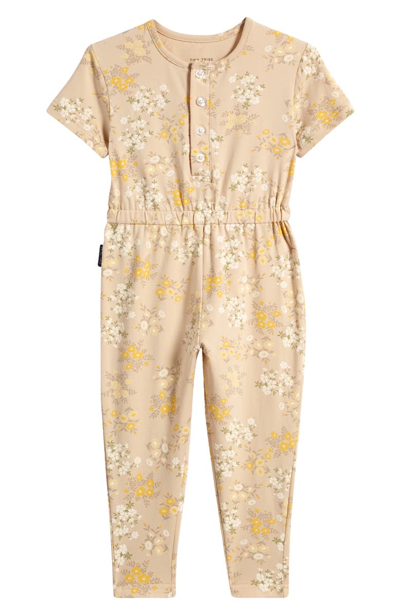 TINY TRIBE Kids' Floral Garden Cotton Henley Jumpsuit, Main, color, 